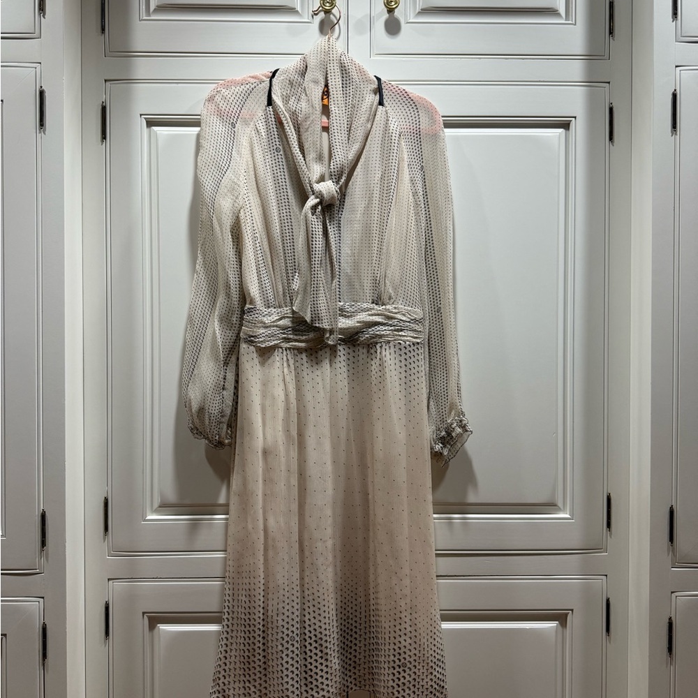 Tory Burch Silk Logo and Polka Dot Dress Size 6